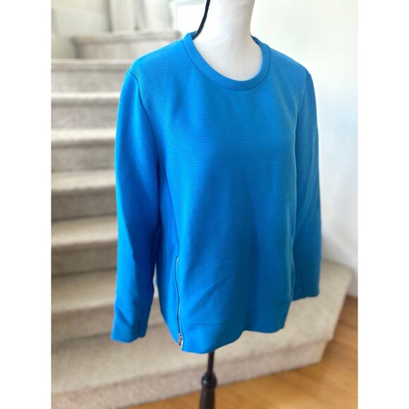 Addison Bay EveryDay Sweatshirt Breakpoint Blue Ribbed Crewneck Long Sleeve - Picture 1 of 7